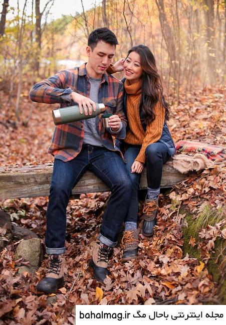 ژست عکس پاییزی دونفره