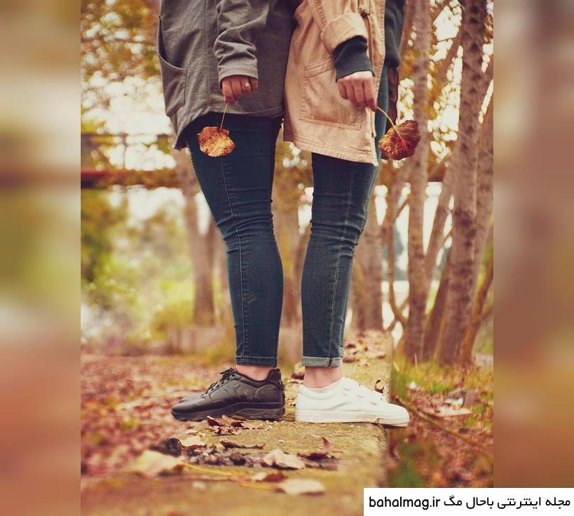 ژست عکس پاییزی دونفره