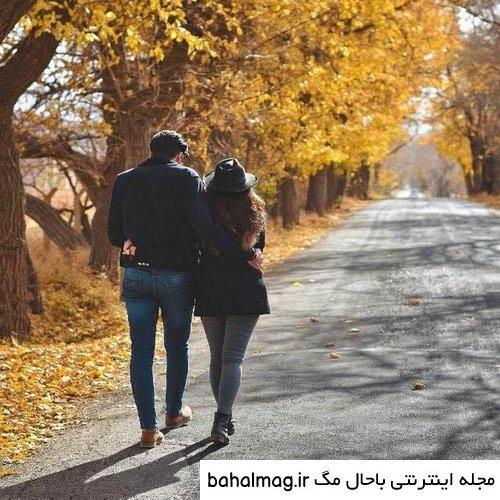 ژست عکس پاییزی دونفره