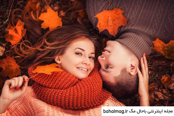 ژست عکس پاییزی دونفره