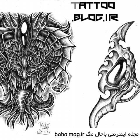طرح تاتو اژدها سه بعدی