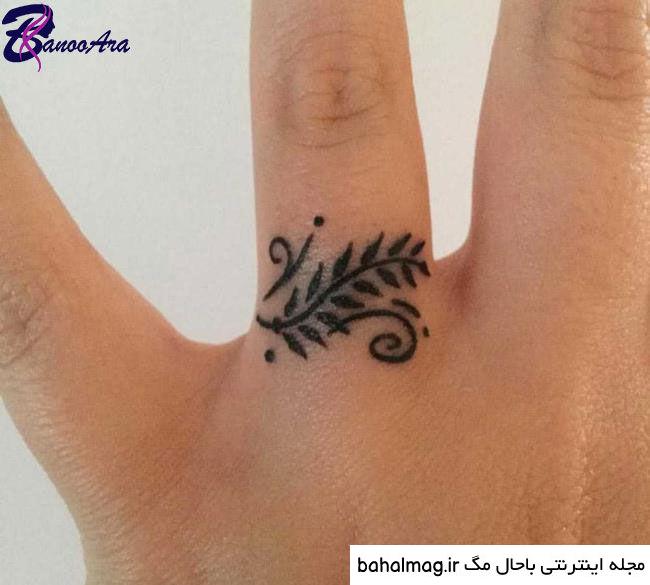 طرح تاتو برگ روی انگشت به روز