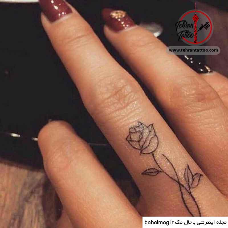 طرح تاتو برگ روی انگشت جدید