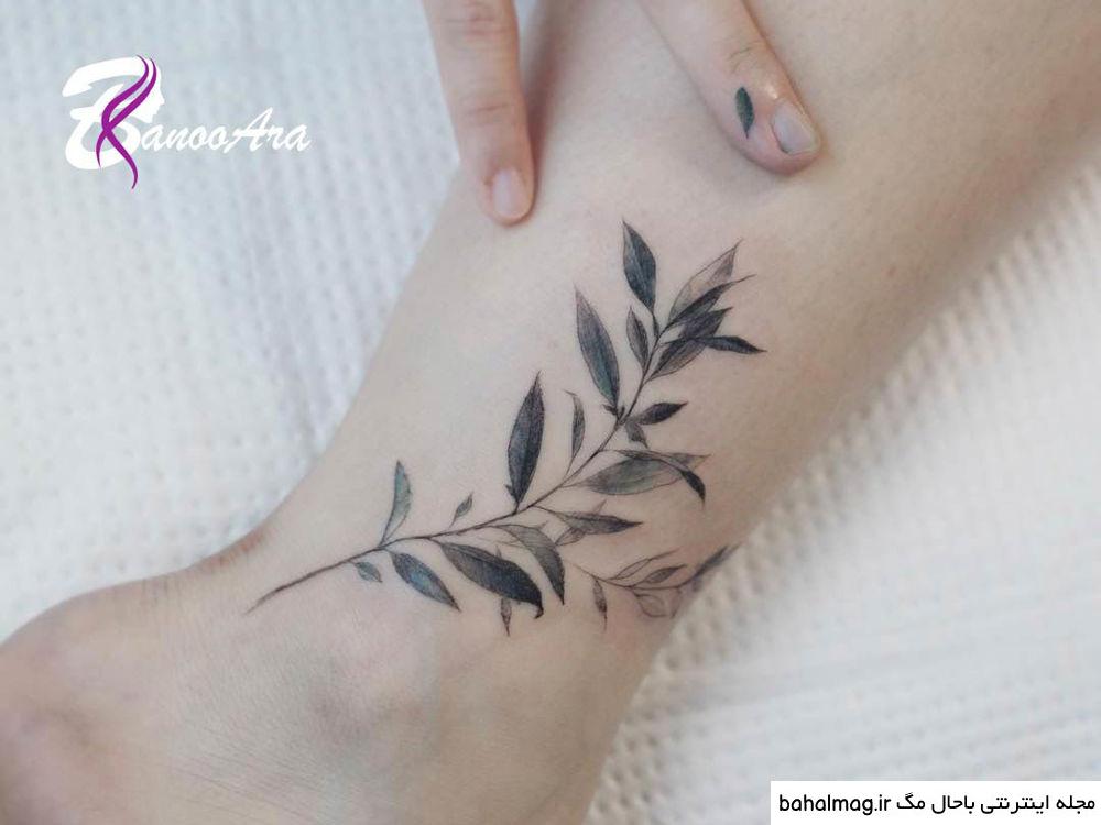 طرح تاتو برگ روی انگشت خاص