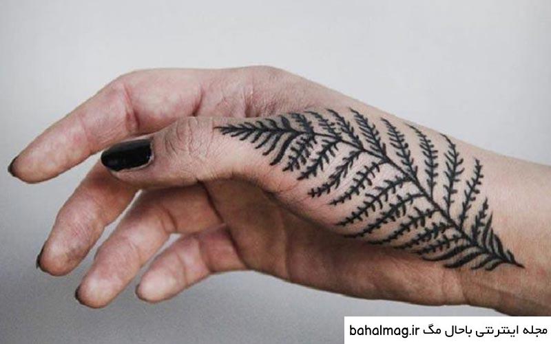 طرح تاتو برگ روی انگشت