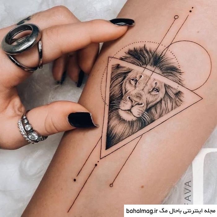 طرح تاتو شیر روی بازو به روز
