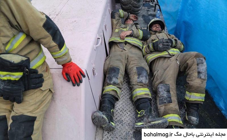 تصاویر آتش نشانان در پلاسکو