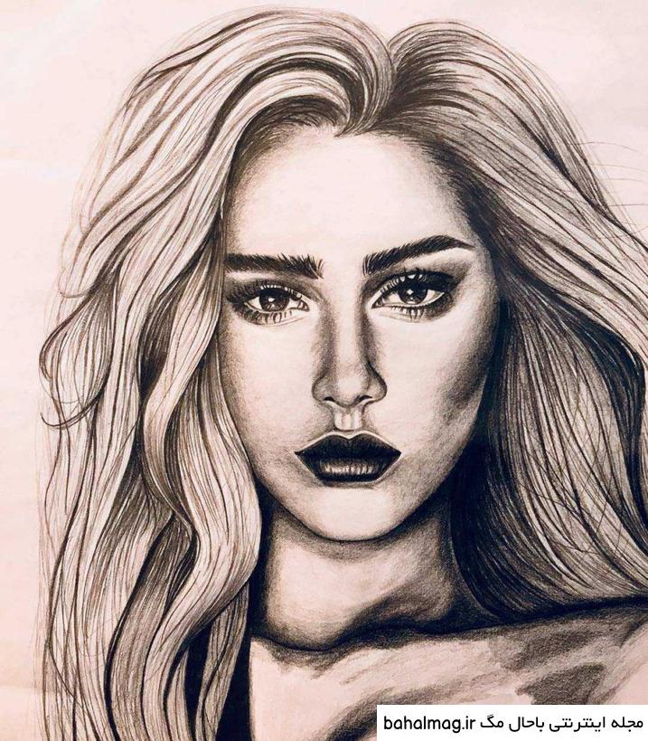 عکس نقاشی صورت دختر فانتزی باحال مگ