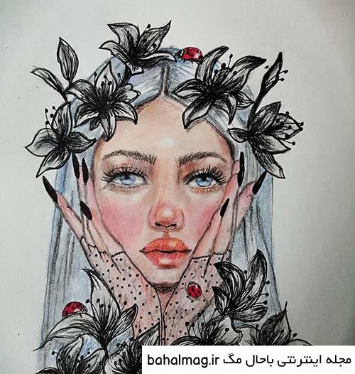 عکس نقاشی صورت دختر فانتزی تازه