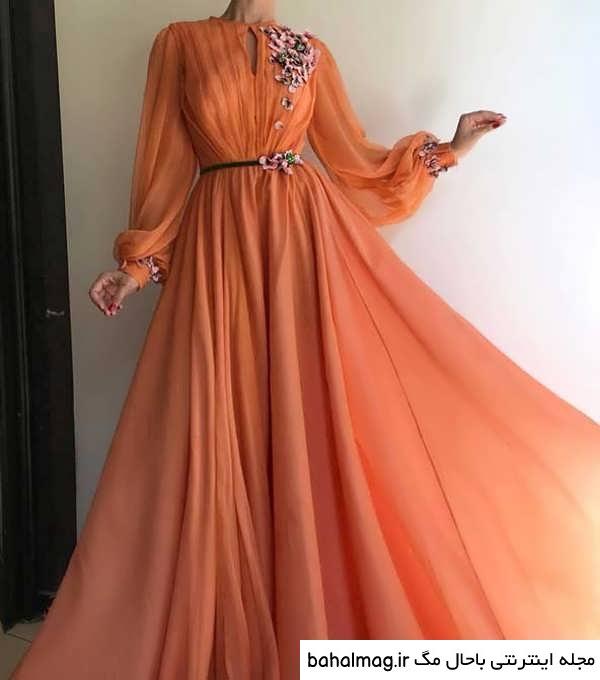 لباس مجلسی ساده بلند دخترانه باحال مگ