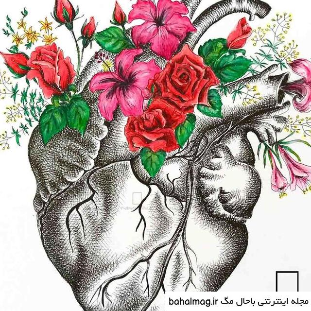نقاشی گل قلبی جدید