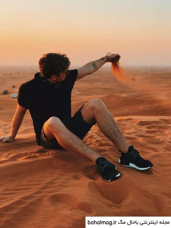 ژست عکس دخترانه در کویر تازه