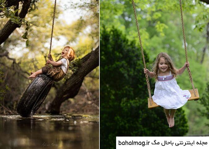 ژست عکس تولد روی تاب