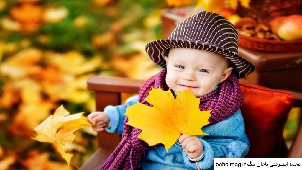 ژست عکس پاییزی کودک تازه