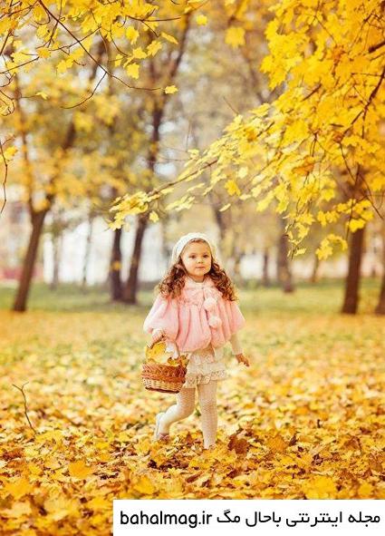 ژست عکس پاییزی کودک