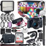 Canon EOS 77D DSLR Camera Premium Video Kit with Canon 18-55mm Lens + Sony Monitor Series Headphones + Video LED Light + 32gb Memory + Monopod + High End Accessory Bundle