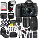 Canon EOS 7D Mark II SLR Camera FIVE Lens PRO BUNDLE + Canon EF-S 18-135mm f3.5-5.6 + Canon EF 75-300mm f4-5.6 III + Canon 50mm f/1.4 + .43 Wide Angle & 2.2 Telephoto Lens + 64GB Card + CW Cloth