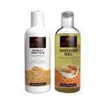 شامپو مو فابریگاس مدل Wheat Protein حجم 400 میلی لیتر به همراه  ژل شستشو بدن فابریگاس مدل Almond And Milk Honey حجم 400 میلی لیتر