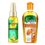 روغن مو پنتن مدل Argan حجم 100 میلی لیتر به همراه روغن نرم و درخشان کننده مو واتیکا مدل Almond حجم 200 میلی لیتر