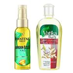 روغن مو پنتن مدل Argan حجم 100 میلی لیتر به همراه روغن نرم و درخشان کننده مو واتیکا مدل Garlic حجم 200 میلی لیتر